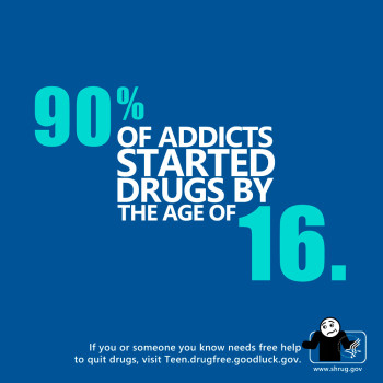 “90% of addicts” Drugs poster