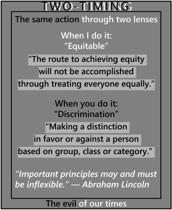 “Two-Timing: Equitable-Discrimination”