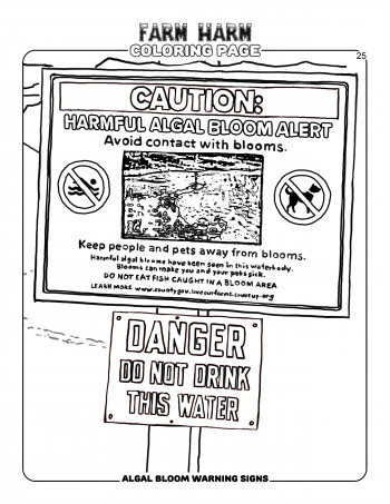 Farm Harm coloring page - Algal bloom warning