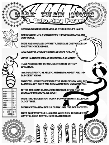 “Mark Twain Quotes and Coloring Page”